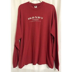 Old Navy Shirt Long Sleeve Red With White Distressed Logo Men’s Size Large